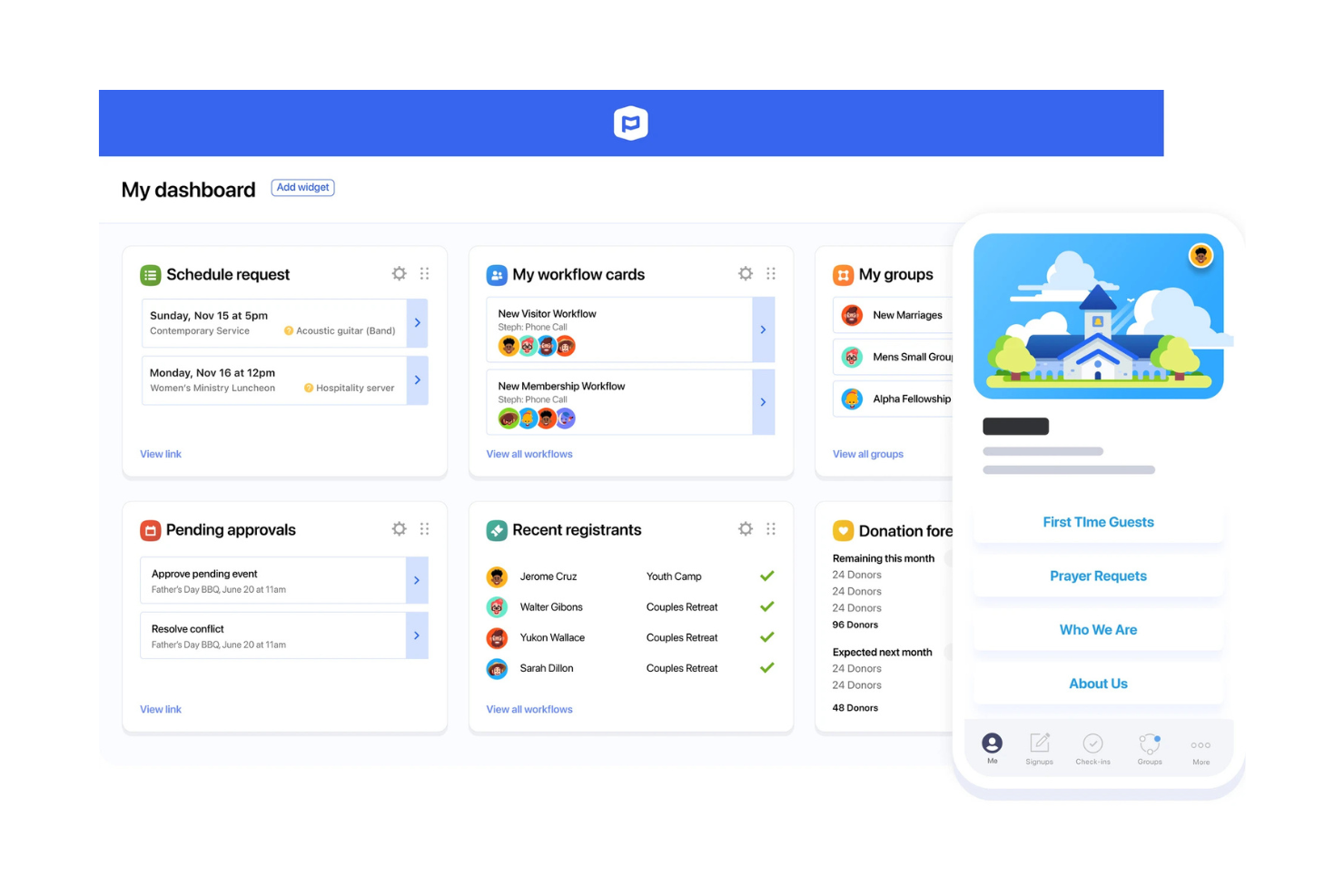 Planning Center screenshot - 10 migliori alternative a Subsplash recensite nel 2026