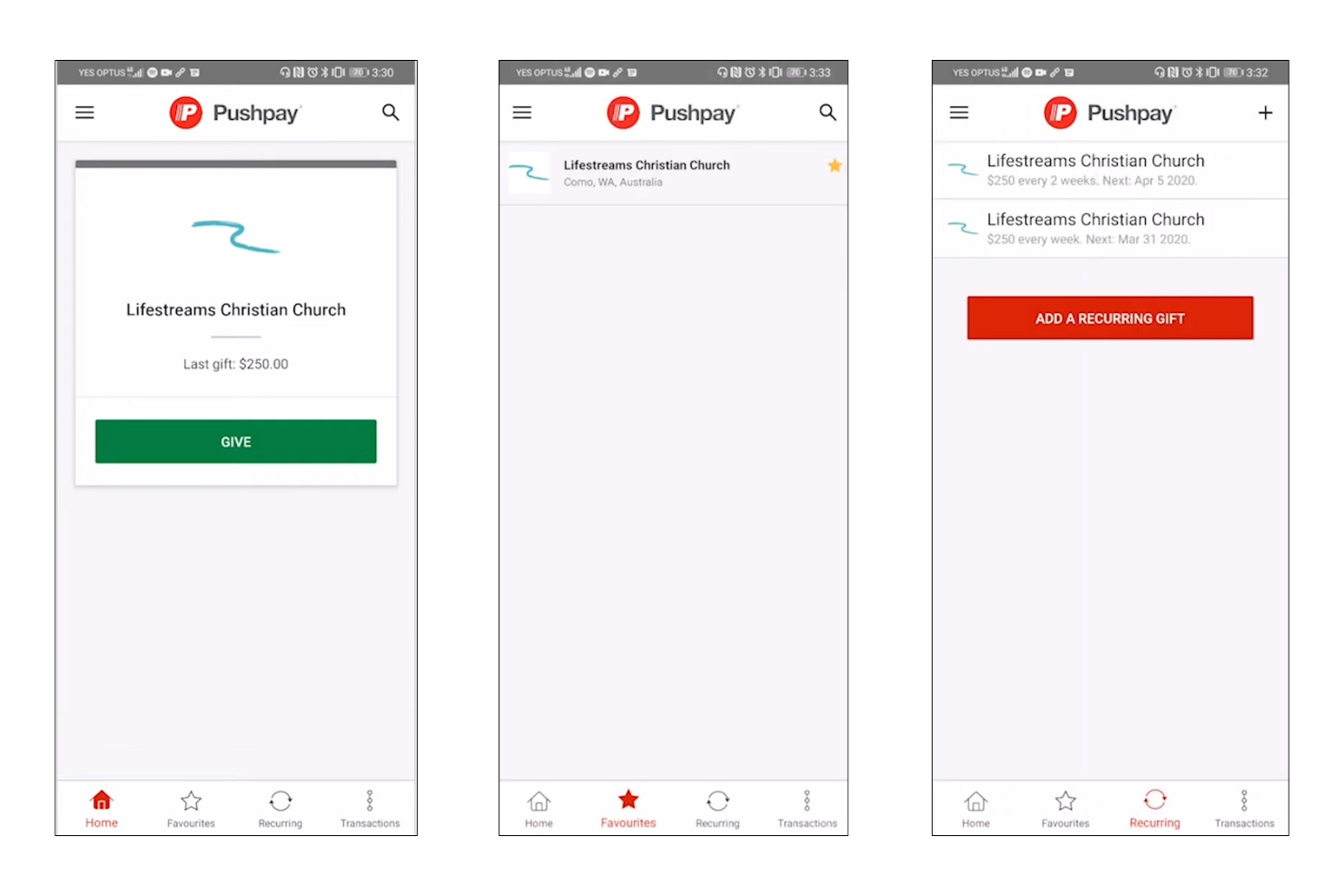 Pushpay screenshot - 10 migliori app costruttrici di comunità ecclesiali recensite nel 2026