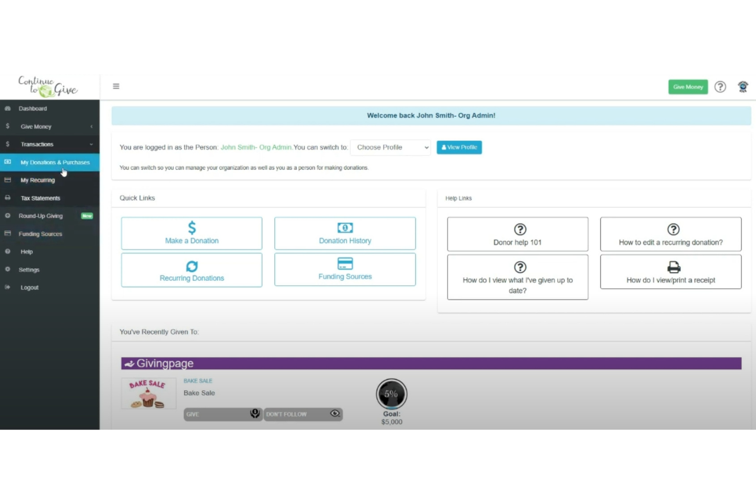 Continue to Give screenshot - 10 migliori alternative a Flocknote recensite nel 2026