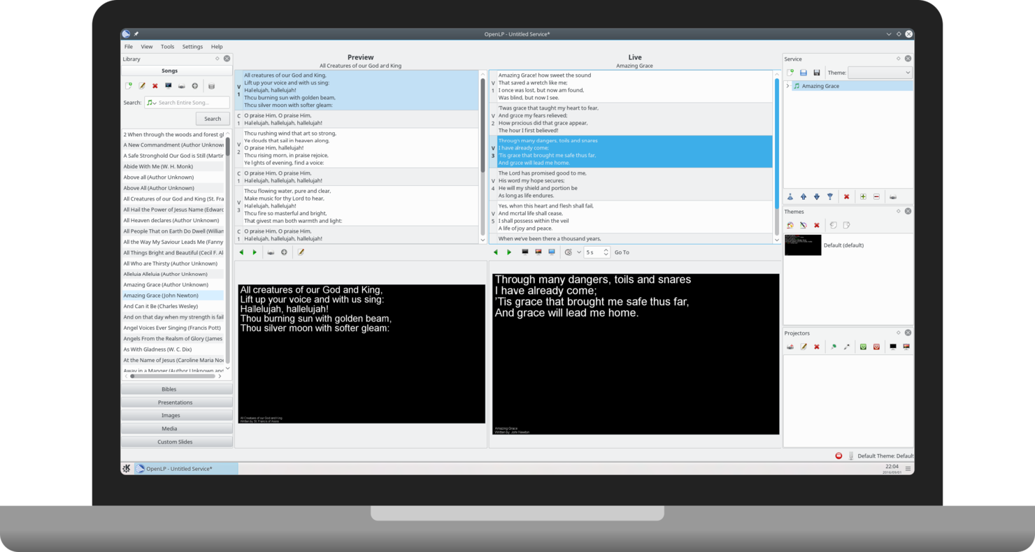 OpenLP screenshot - 10 Migliori Software Open Source per la Gestione della Chiesa del 2026