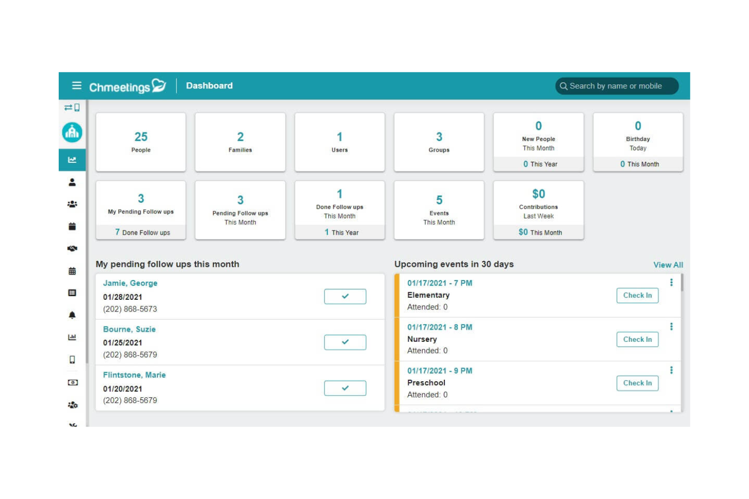 ChMeetings screenshot - 10 migliori alternative a Tithe.ly recensite nel 2026