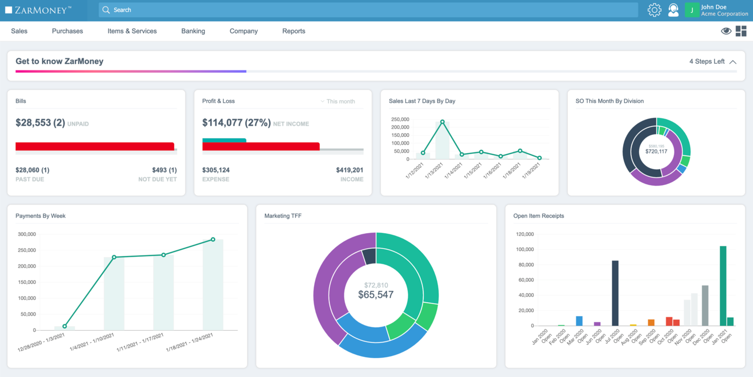 ZarMoney screenshot - Le 10 migliori alternative a FreshBooks recensite nel 2026