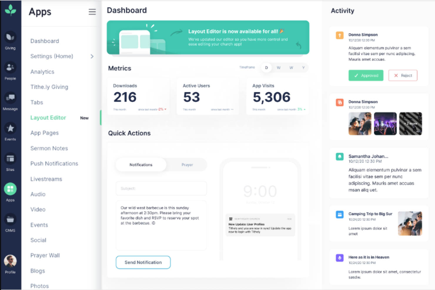 Tithe.ly screenshot - 10 migliori app costruttrici di comunità ecclesiali recensite nel 2026