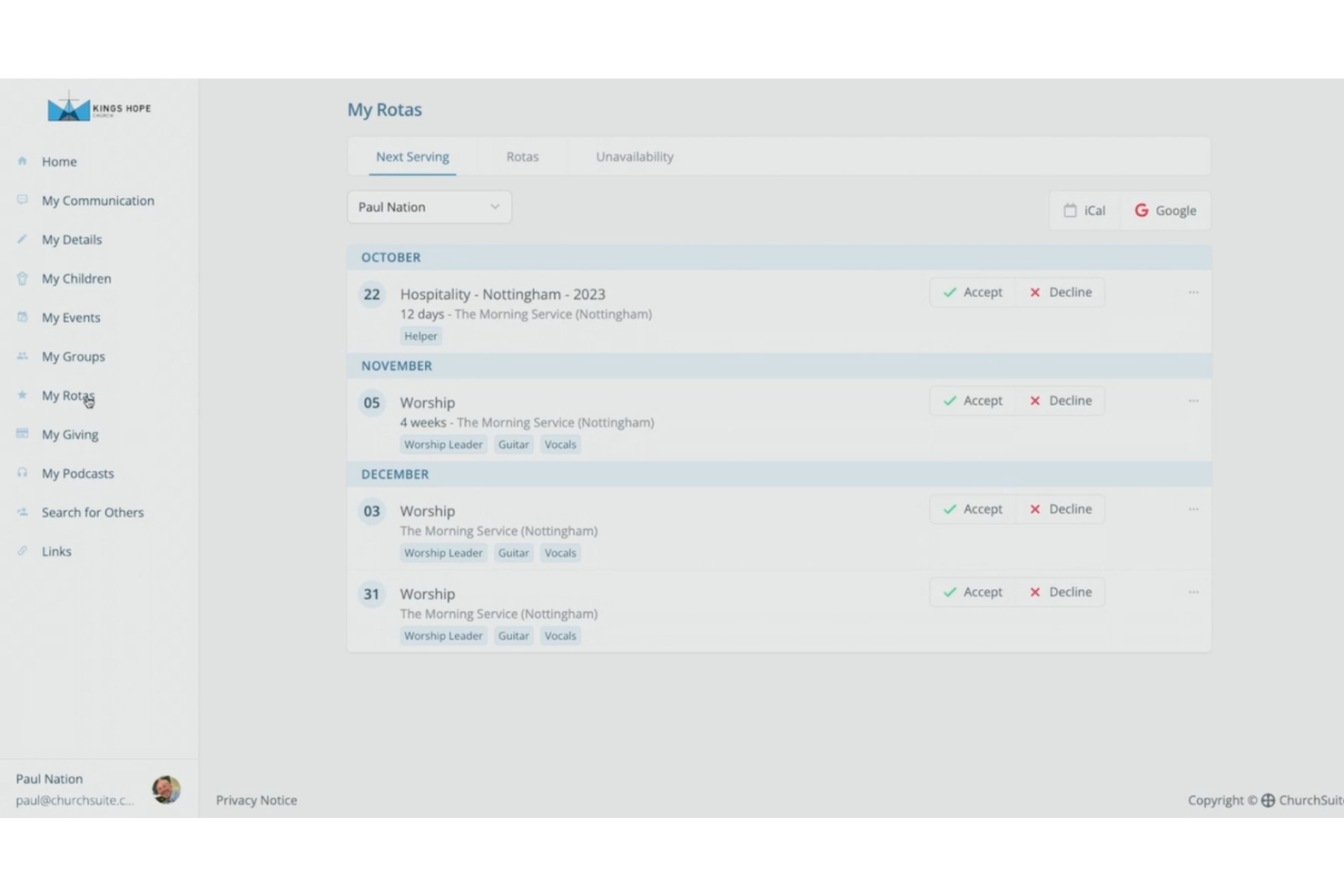 ChurchSuite screenshot - 10 mejores alternativas a Keap analizadas en 2026