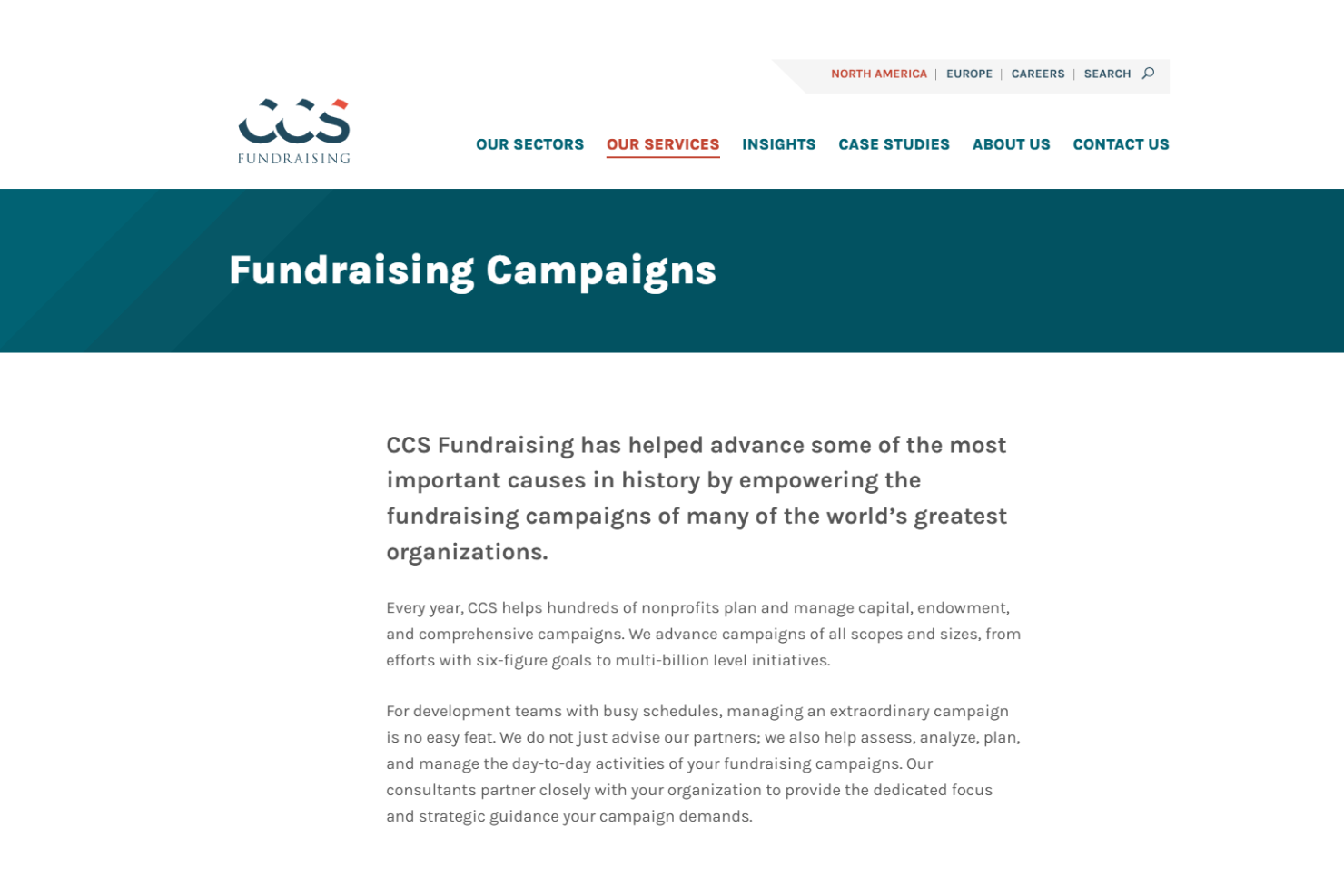 CCS Fundraising screenshot - 10 migliori consulenti per la raccolta fondi delle organizzazioni non profit recensiti nel 2026