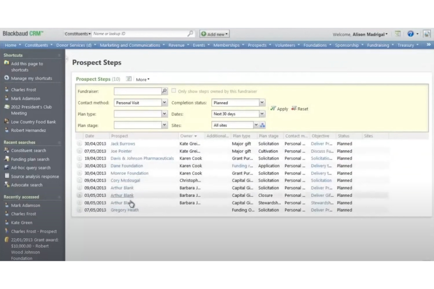 Blackbaud screenshot - 10 mejores alternativas a Keap analizadas en 2026