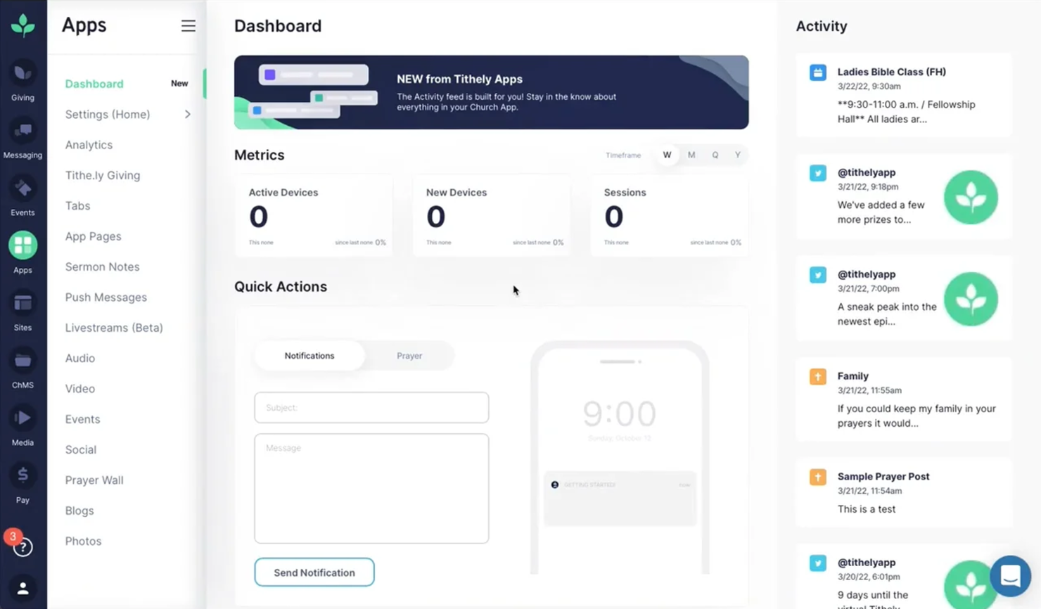 Tithe.ly Church App screenshot - 10 Migliori App Personalizzate per Chiese Recensite nel 2026
