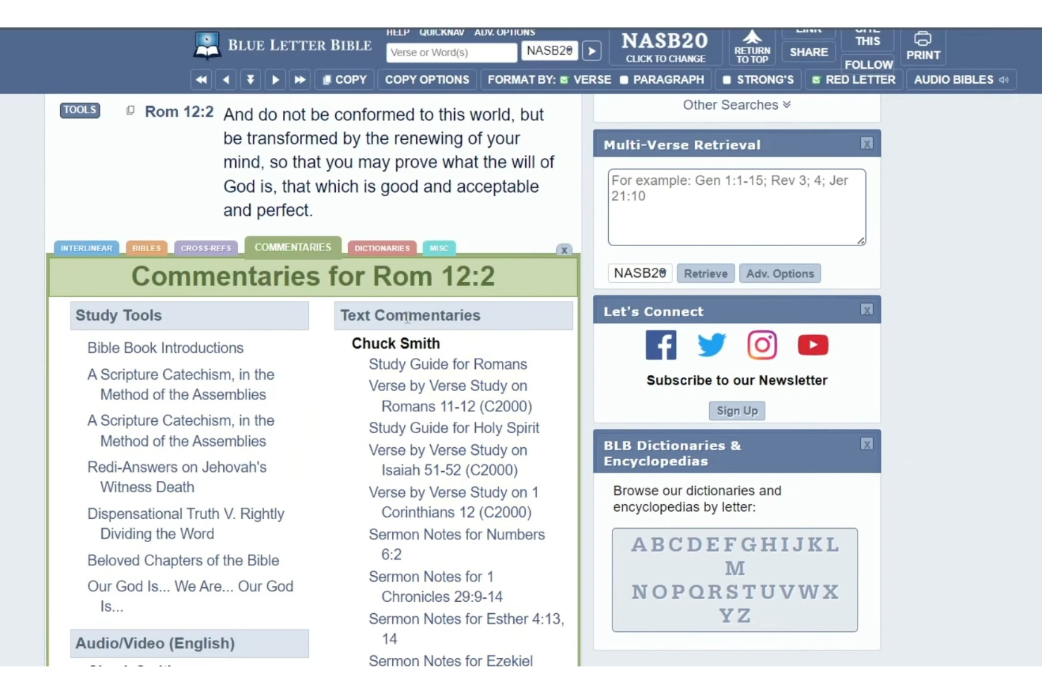 Blue Letter Bible screenshot - 10 Migliori App della Bibbia Recensite nel 2026
