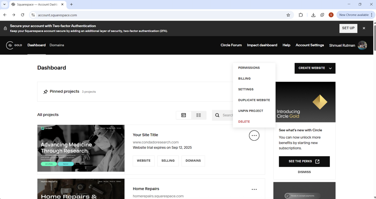 Squarespace screenshot - 10 migliori alternative a Wix analizzate nel 2026