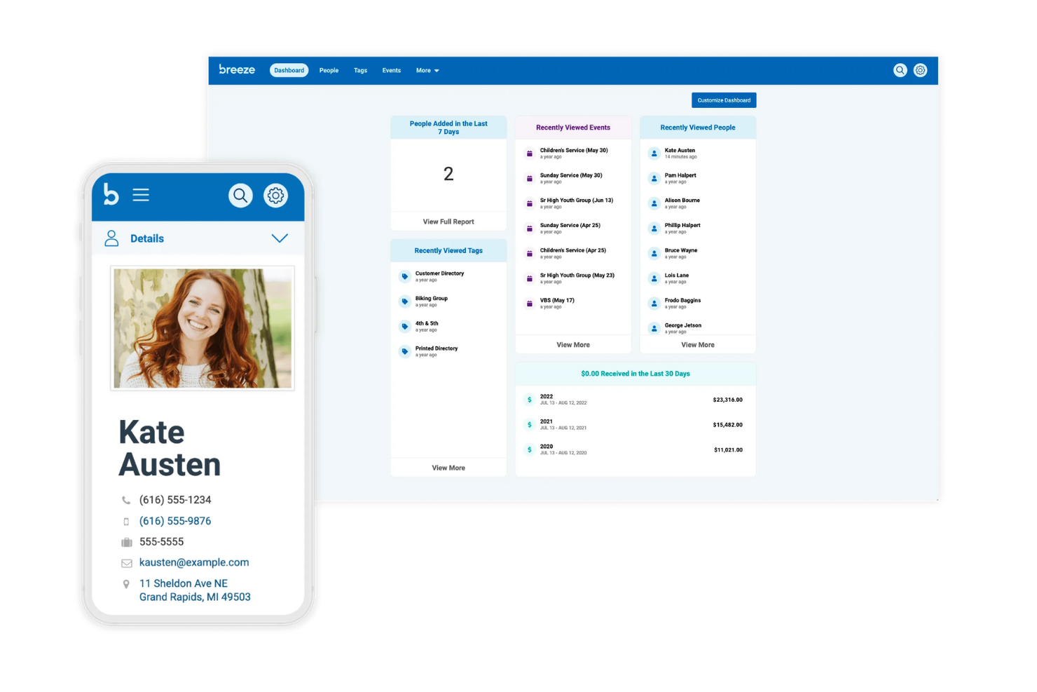 Breeze ChMS screenshot - 10 Mejores Apps de Iglesia Gratis Recomendadas en 2026