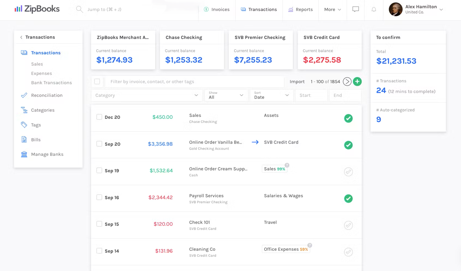 ZipBooks screenshot - 10 Mejores Alternativas a Xero Analizadas en 2026