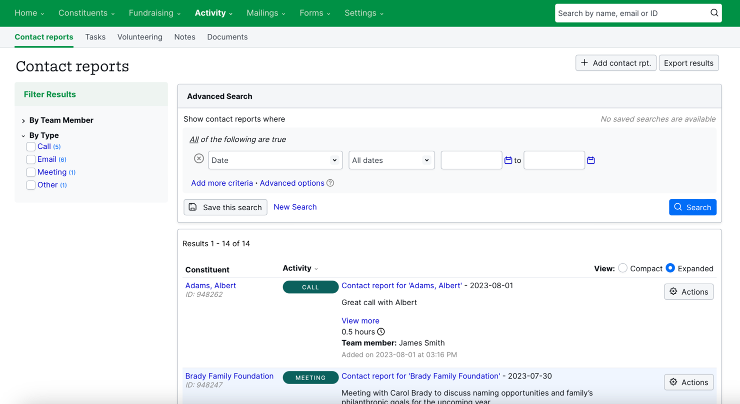 Little Green Light screenshot - 10 Mejores Software CRM para Organizaciones Sin Fines de Lucro Revisados en 2026