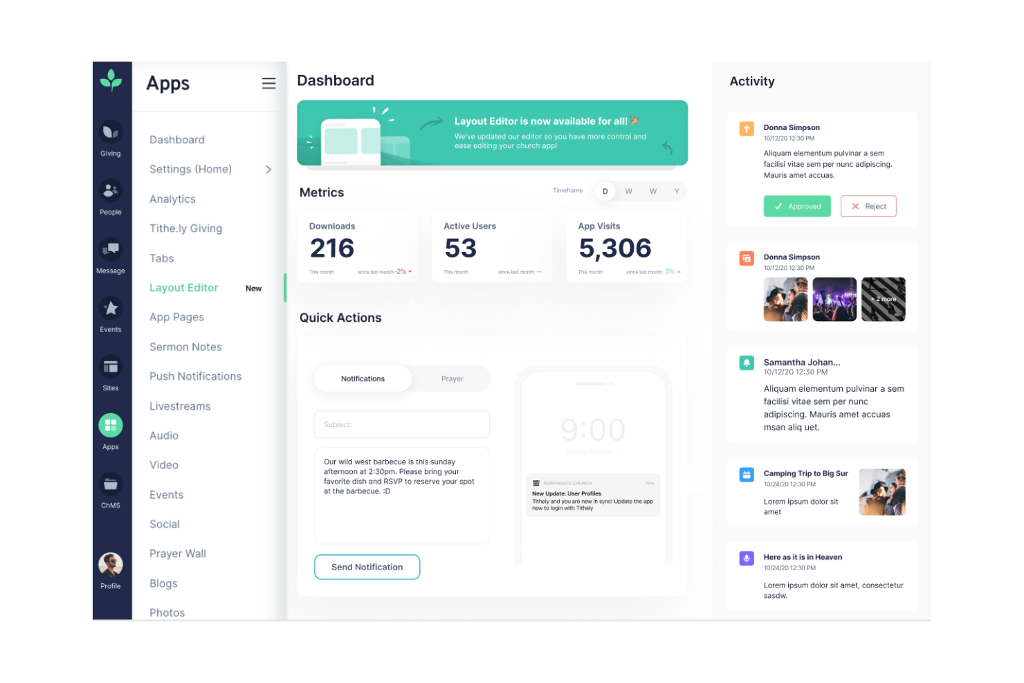 Tithe.ly screenshot - 10 Mejores Apps de Iglesia Gratis Recomendadas en 2026
