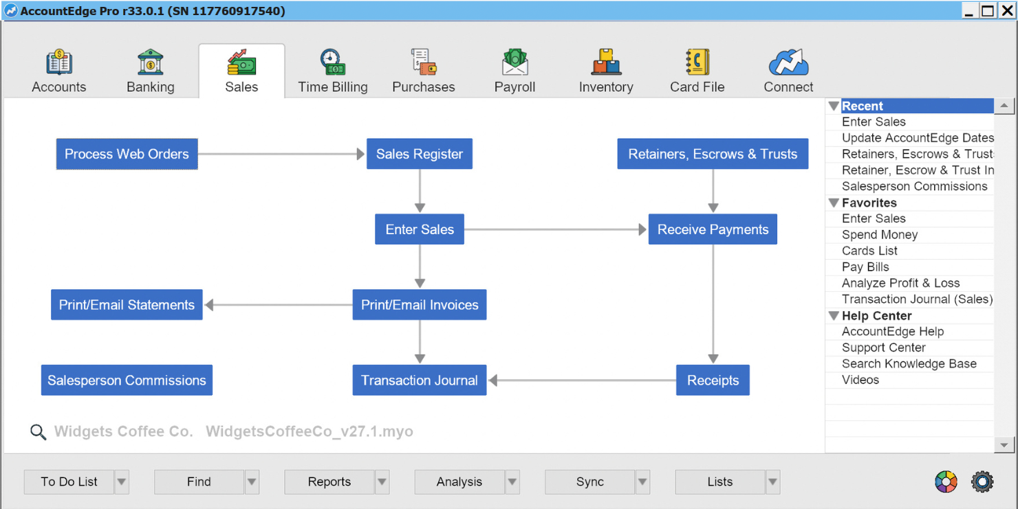 AccountEdge screenshot - 10 Mejores Alternativas a Xero Analizadas en 2026