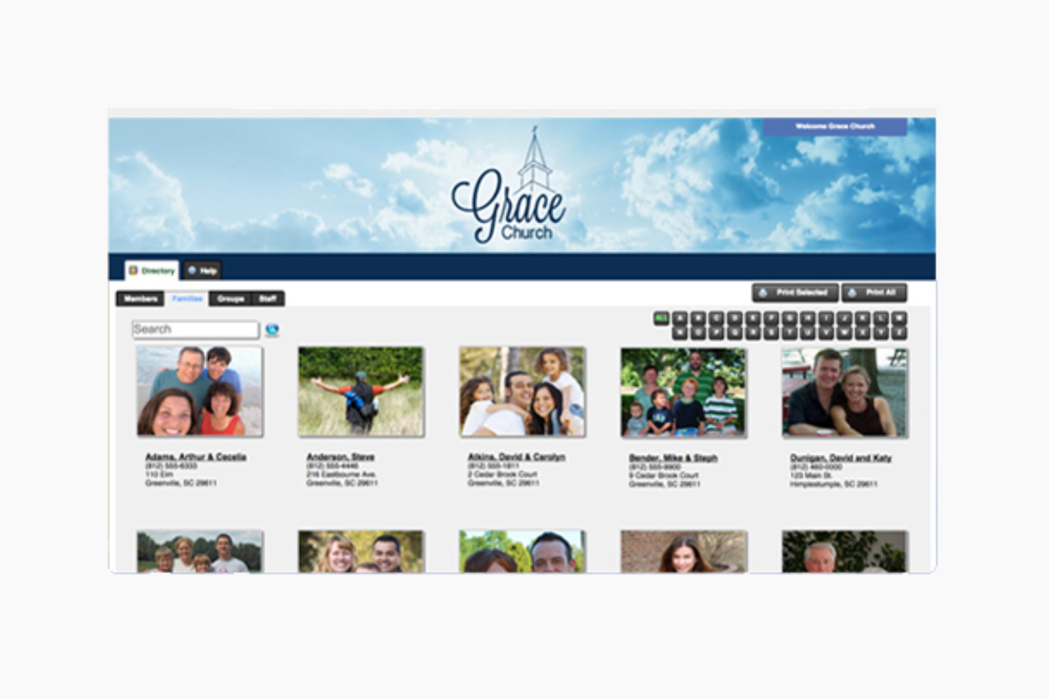 Online Church Directory screenshot - 10 Mejores Software de Directorio de Iglesias Revisados en 2026