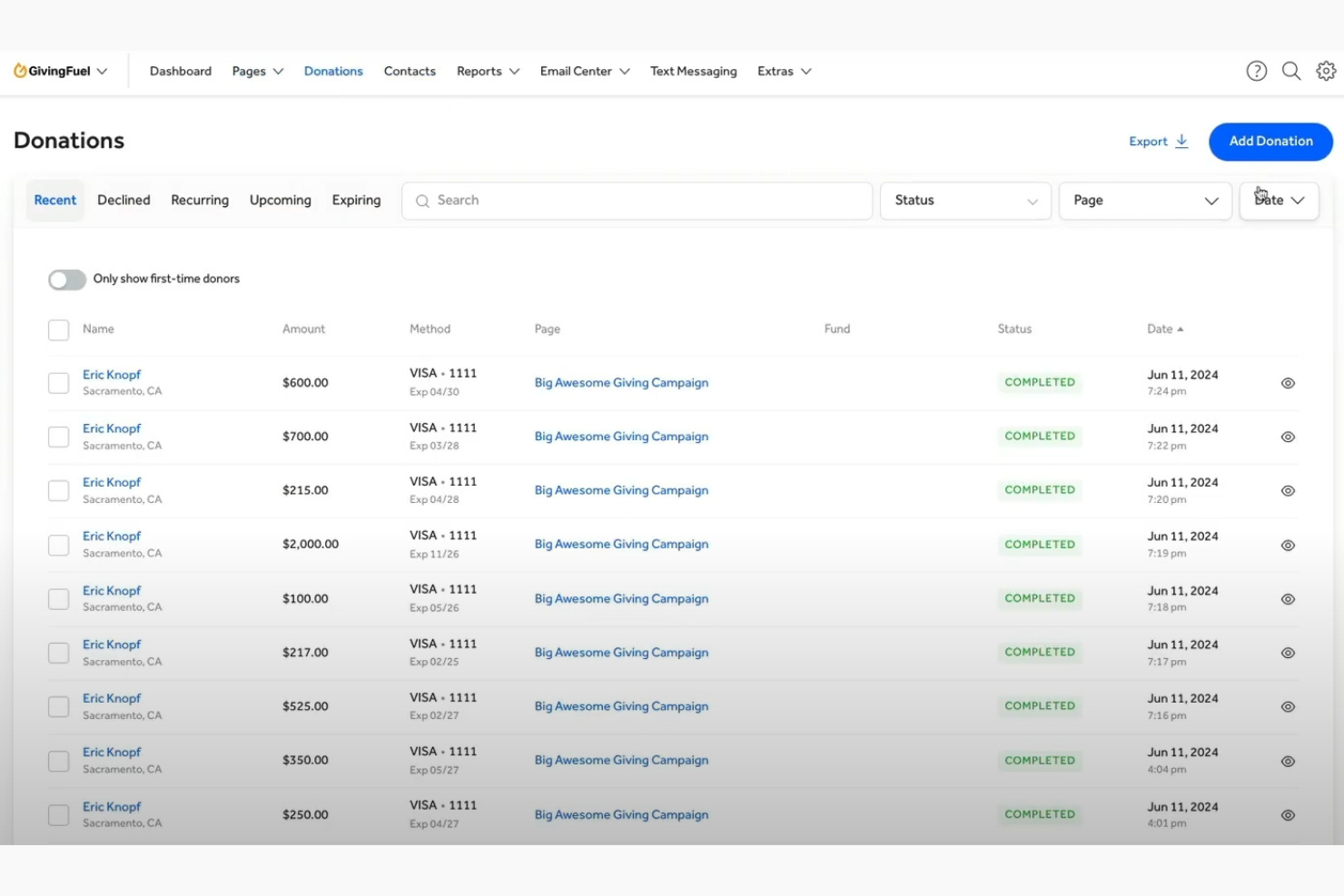 GivingFuel screenshot - 10 Mejores Herramientas Gratuitas para Donaciones Revisadas en 2026
