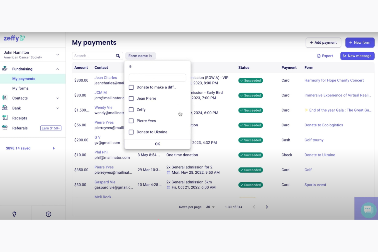 Zeffy screenshot - 10 Migliori Software di Donazione Gratuiti Recensiti nel 2026
