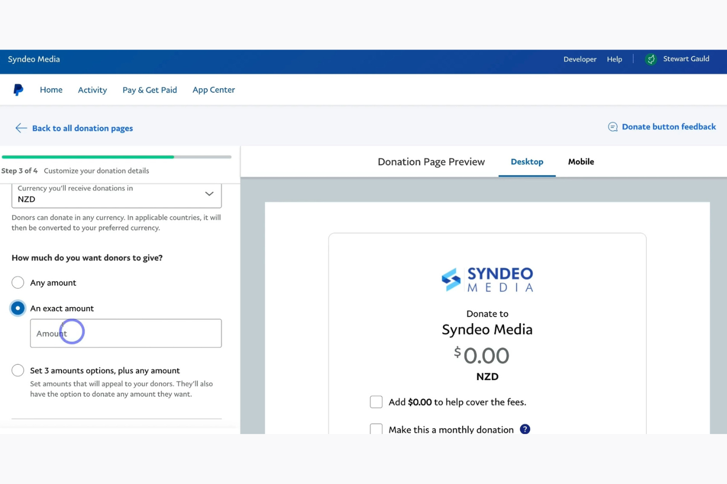 PayPal Fundraising screenshot - 10 Mejores Herramientas Gratuitas para Donaciones Revisadas en 2026