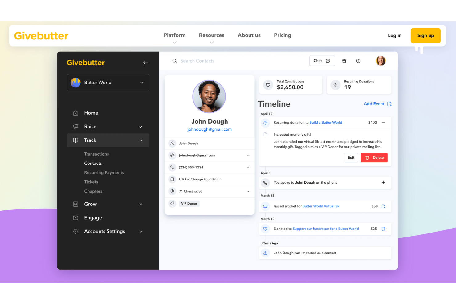 Givebutter screenshot - 10 Migliori Software Gratuiti per la Gestione dei Donatori Recensiti nel 2026
