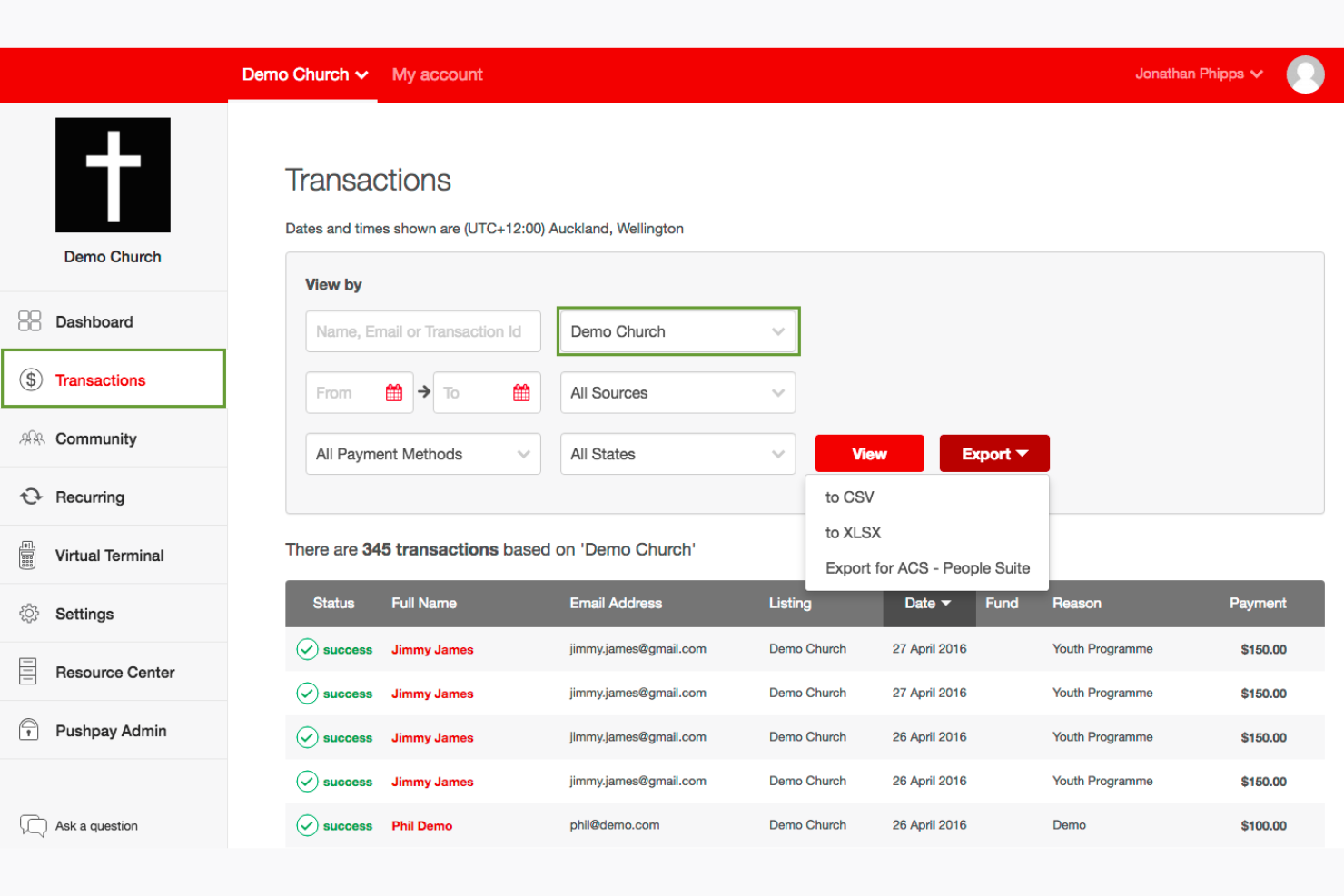 Pushpay screenshot - 10 Mejores Programas de Donación para Pequeñas Organizaciones Sin Fines de Lucro en 2026