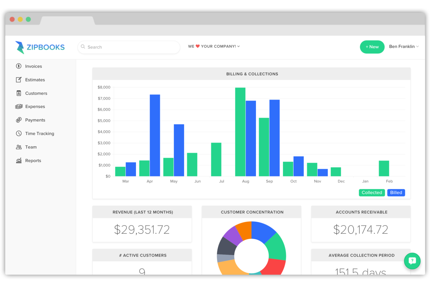 ZipBooks screenshot - 10 Mejores Alternativas a Sage Intacct Analizadas en 2026