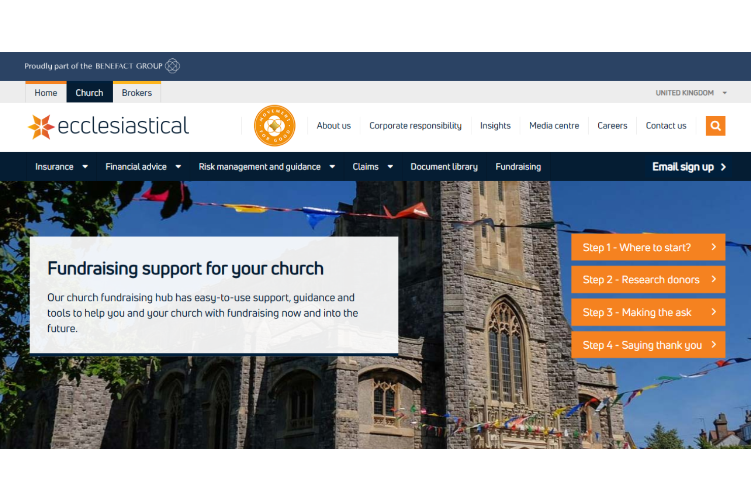 Ecclesiastical screenshot - 10 Migliori Aziende per la Raccolta Fondi delle Chiese Recensite nel 2026