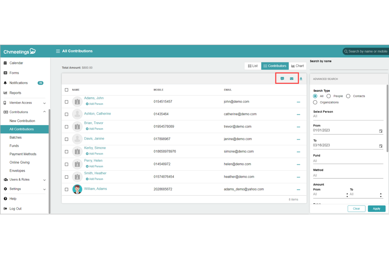 ChMeetings screenshot - 10 Mejores Alternativas a QuickBooks Analizadas en 2026