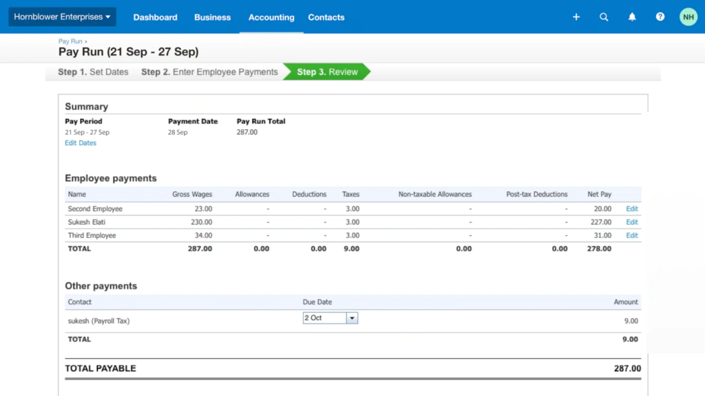 Xero screenshot - 10 Mejores Programas de Nómina para Iglesias Analizados para 2026