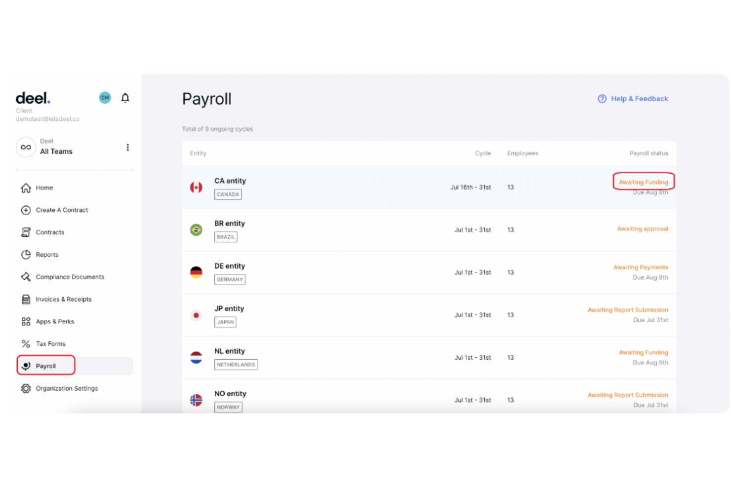 Deel Payroll screenshot - 10 Migliori software per la gestione delle buste paga delle chiese recensiti per 2026