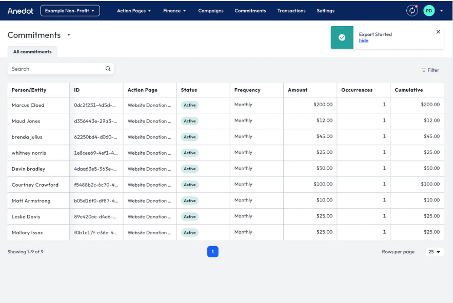 Anedot screenshot - 10 Mejores Programas de Donaciones para Iglesias para Monitorear las Donaciones en 2026