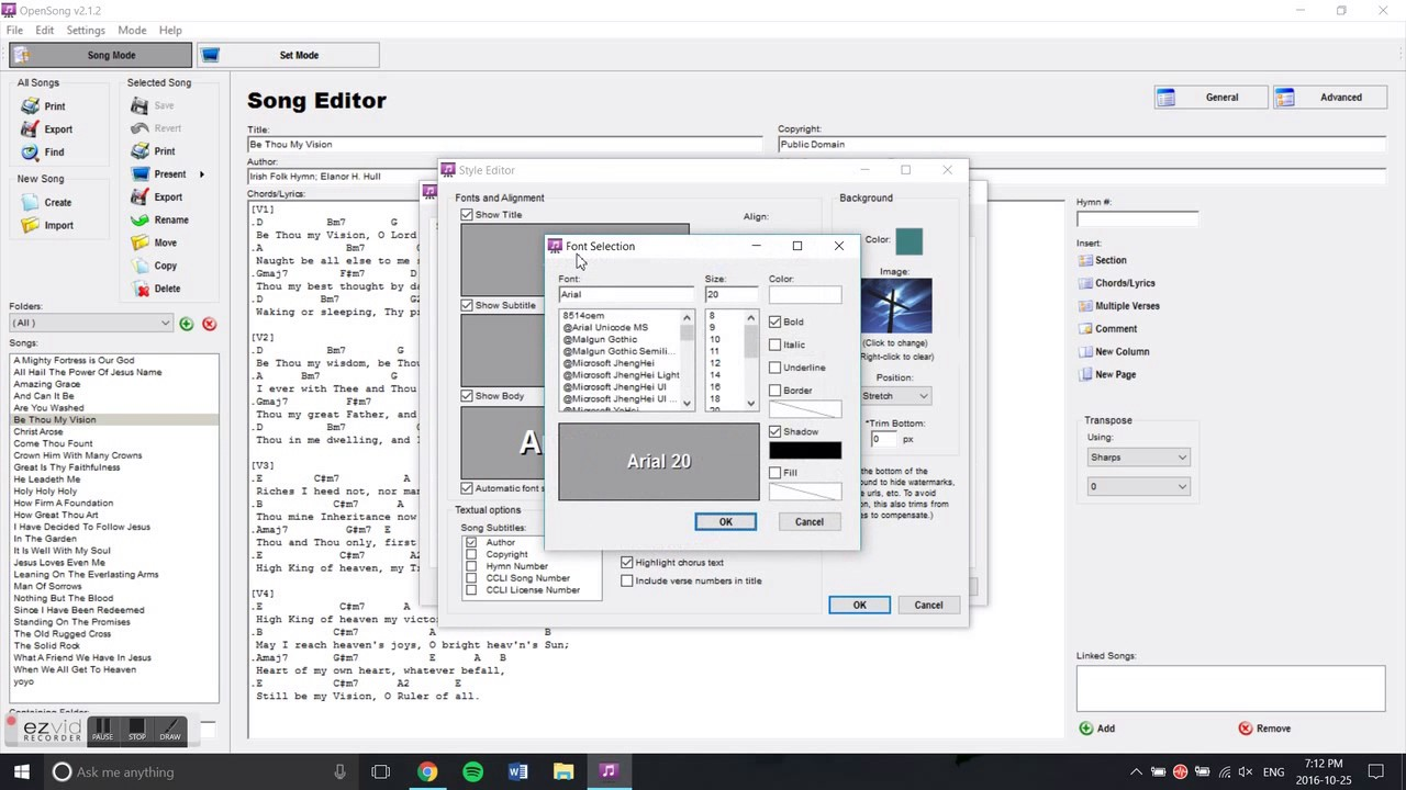 OpenSong screenshot - El mejor software de presentación para iglesias de 2026 (aprobado por pastores)