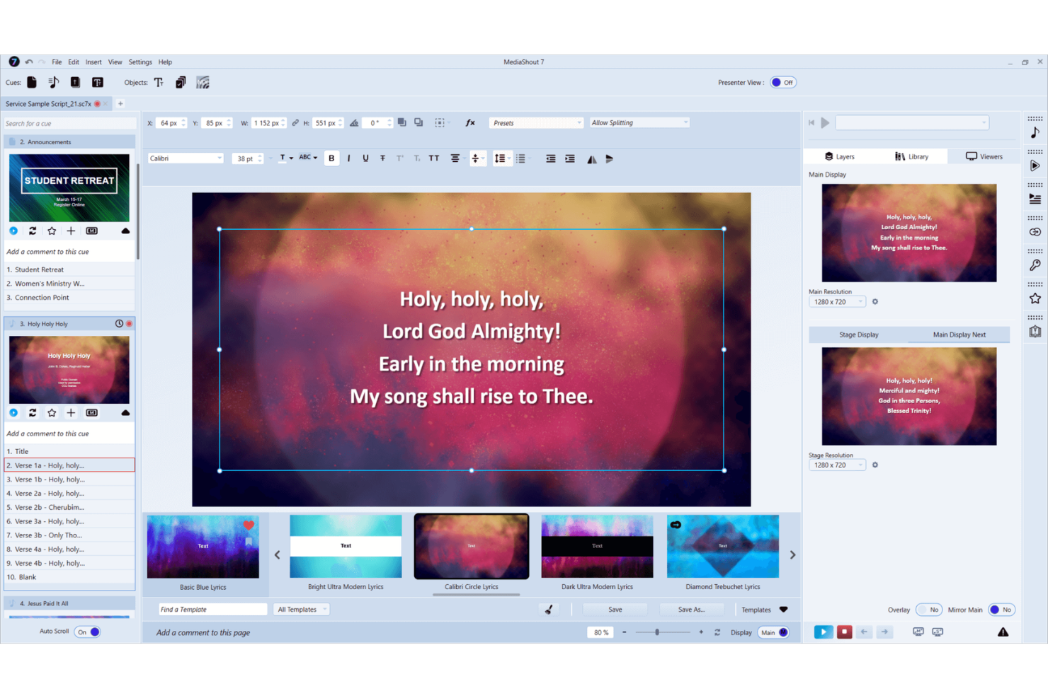 MediaShout screenshot - I migliori software di presentazione per chiese del 2026 (selezionati da pastori)