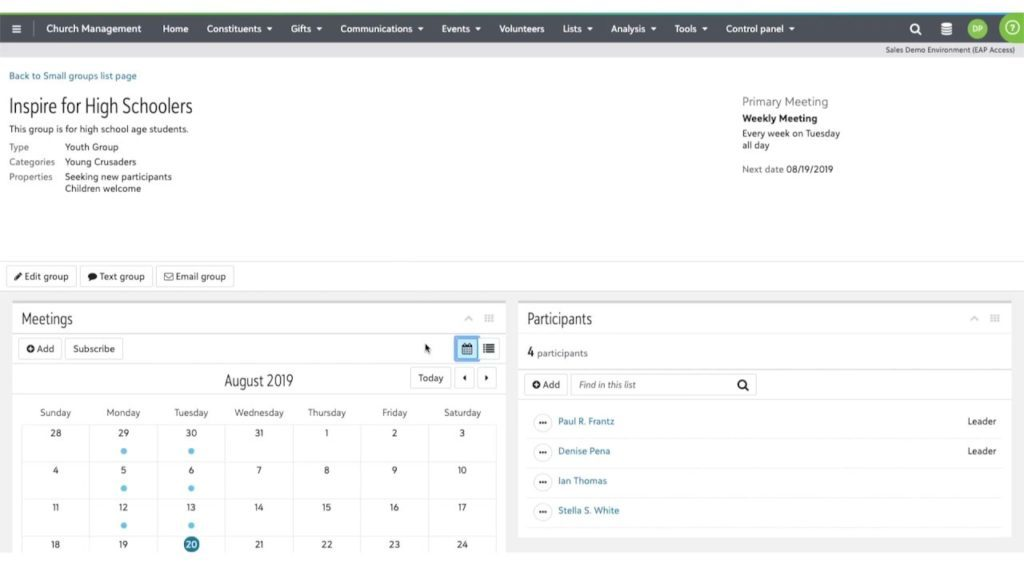Blackbaud screenshot - 2026 Gestione delle Strutture Parrocchiali: Leader del Settore Software