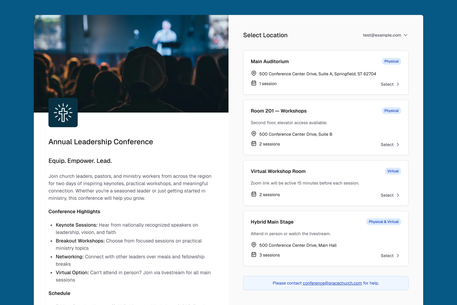 Church RSVP screenshot - 1 mejores programas para la gestión de eventos en iglesias analizados para 2026