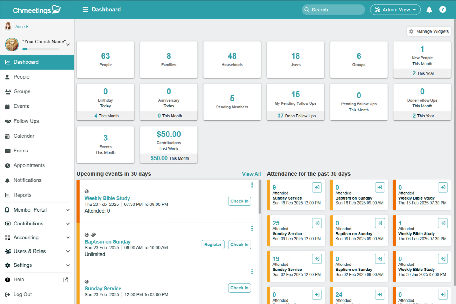 ChMeetings screenshot - Il Miglior Software di Gestione per Chiese Piccole nel 2026