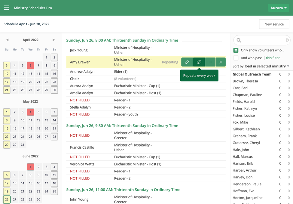 Ministry Scheduler Pro screenshot - 20 mejores opciones de software de administración eclesiástica para 2026