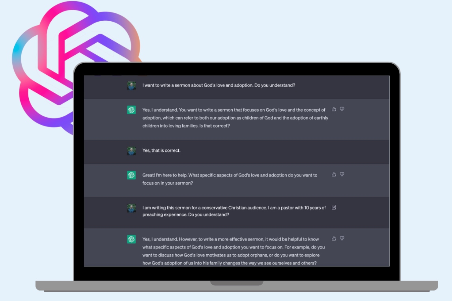 ChatGPT screenshot - 10 migliori piattaforme AI per la preparazione dei sermoni nel 2026