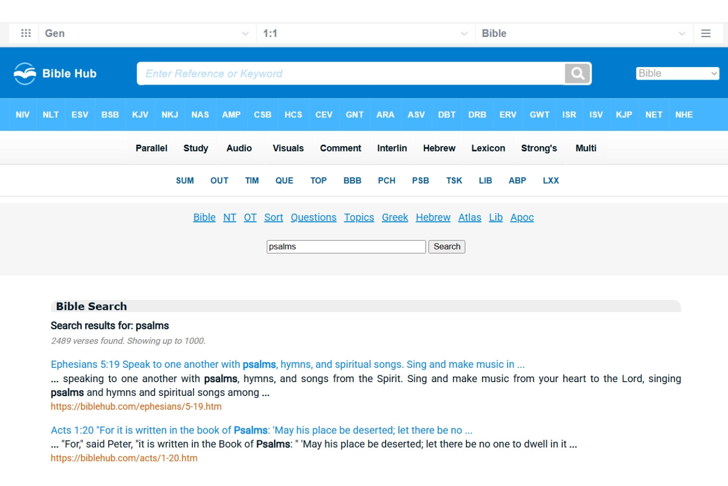 Bible Hub screenshot - 10 Mejores aplicaciones bíblicas evaluadas en 2026