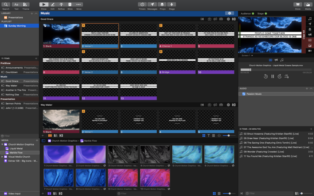 ProPresenter screenshot - 2026 I 10 strumenti indispensabili di software per la proiezione in chiesa