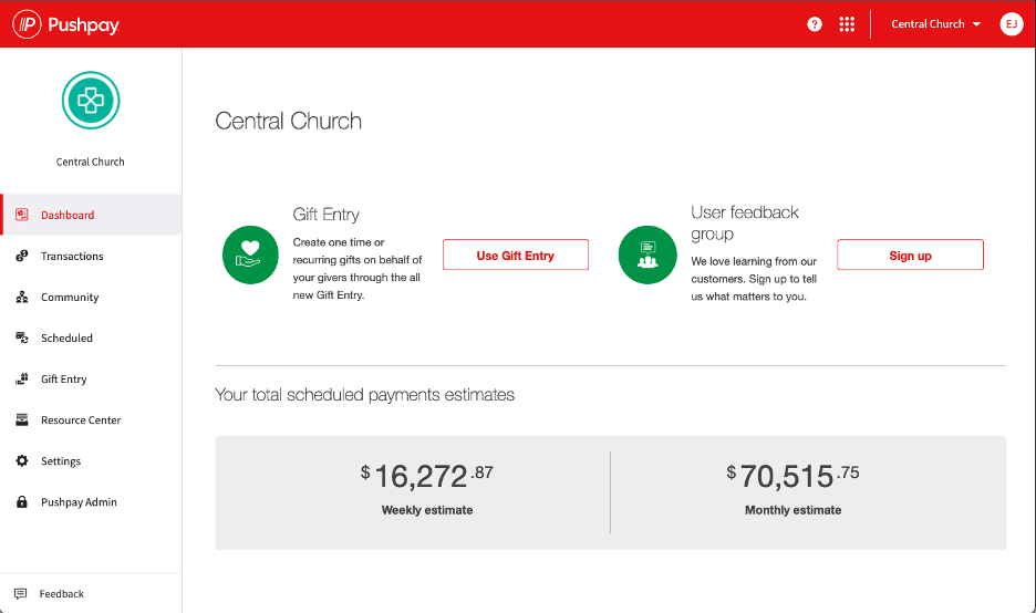 Pushpay screenshot - I 10 migliori software per la pianificazione delle attività in chiesa recensiti nel 2026