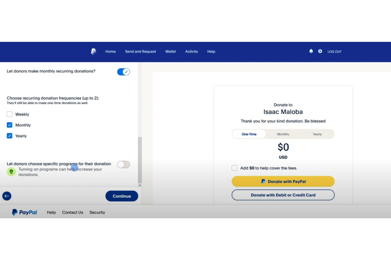 PayPal screenshot - 10 mejores opciones gratuitas de procesamiento de tarjetas de crédito para organizaciones sin fines de lucro en 2026