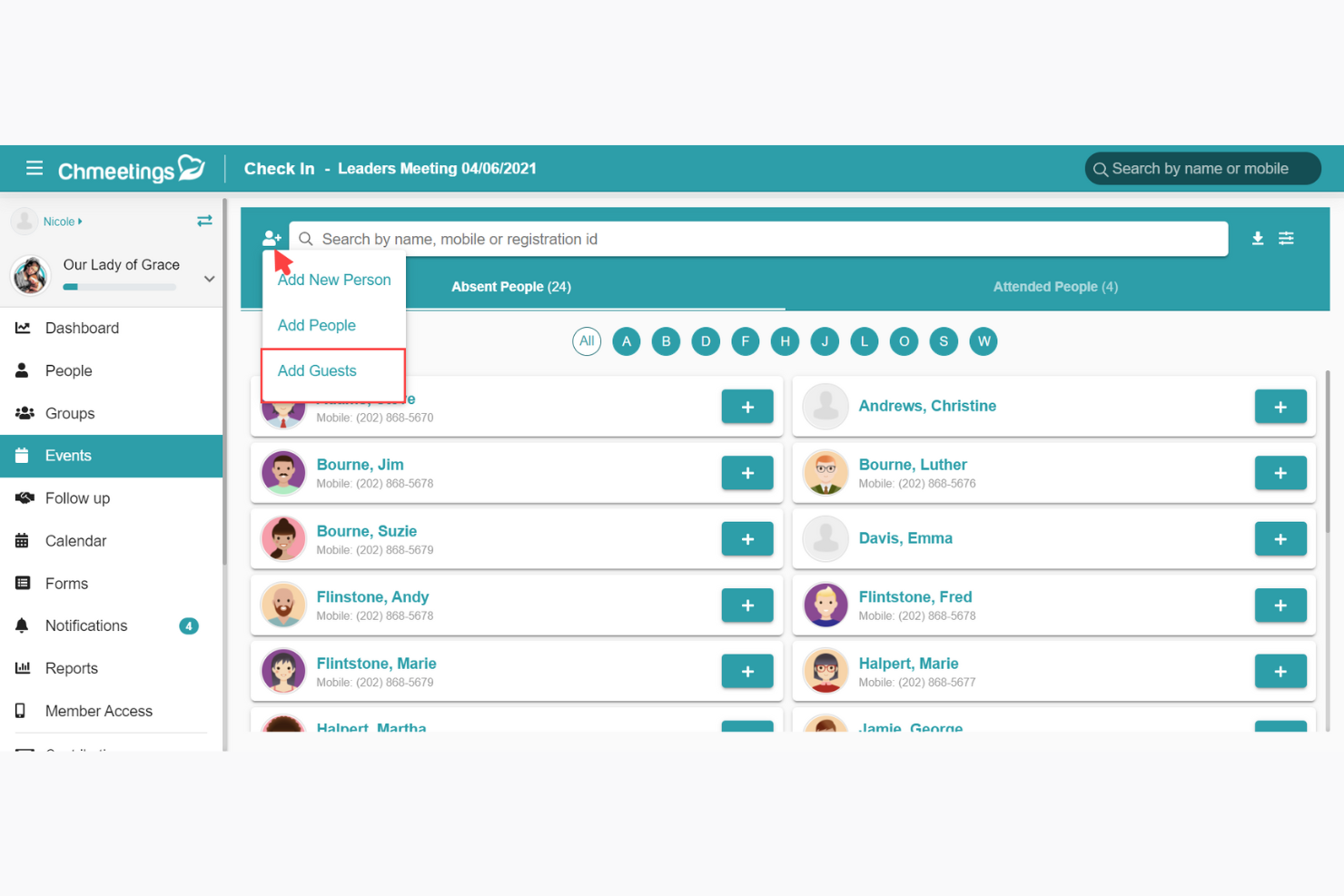 ChMeetings screenshot - 10 migliori software per la gestione dei donatori per piccole organizzazioni non profit nel 2026
