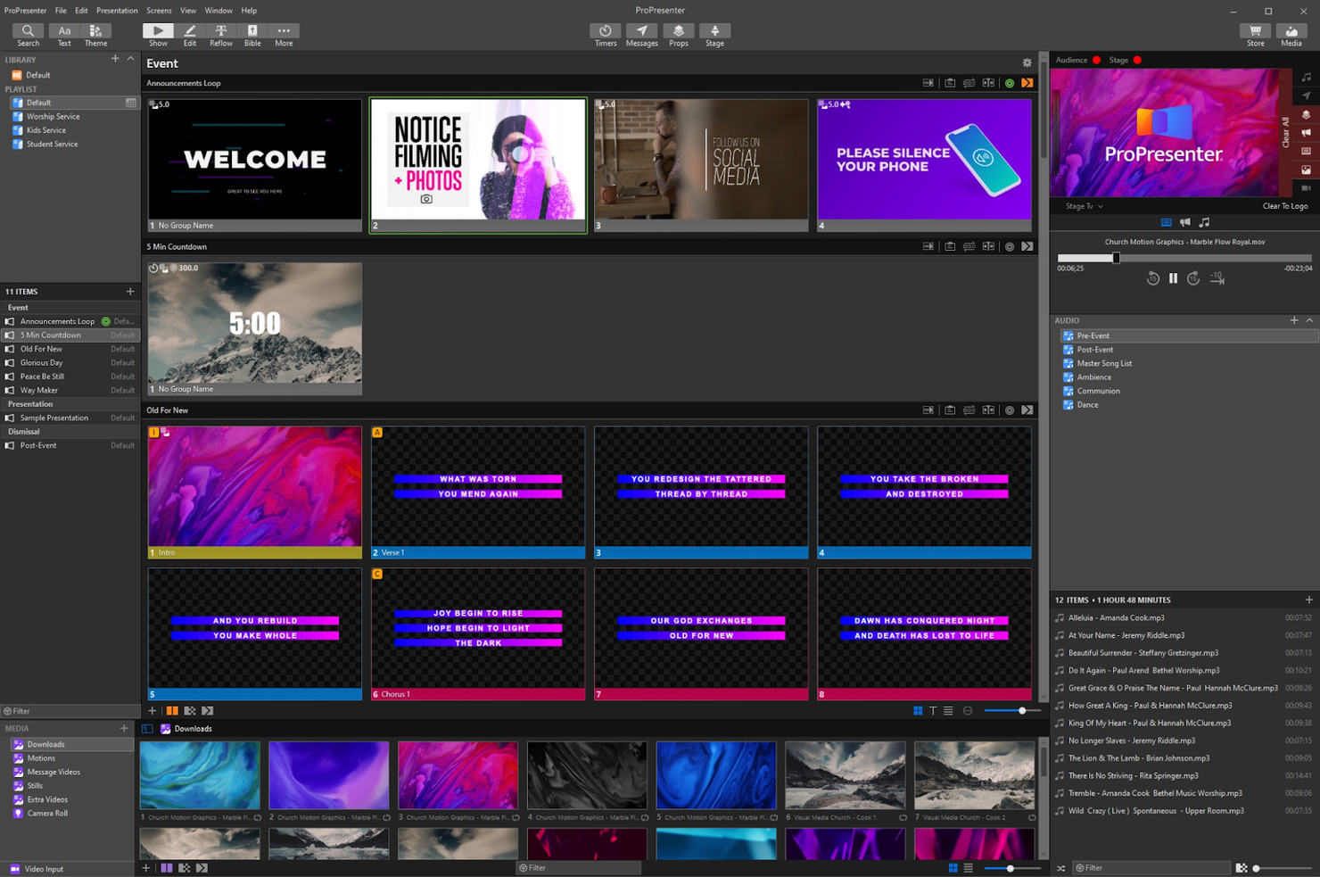 ProPresenter screenshot - 10 Migliori Strumenti Software per lo Streaming delle Chiese nel 2026