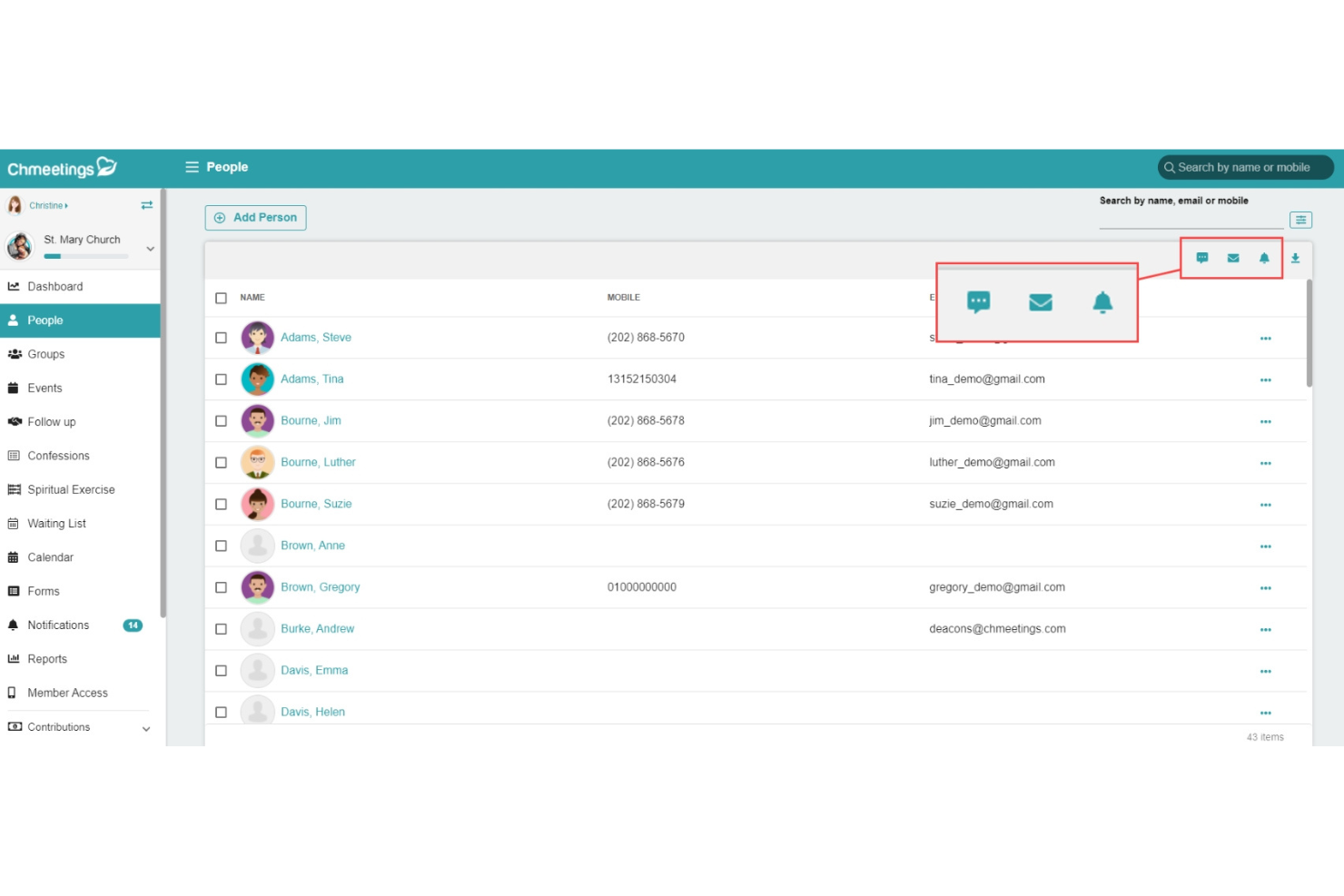 ChMeetings screenshot - 10 Mejores Alternativas a Flocknote Analizadas en 2026