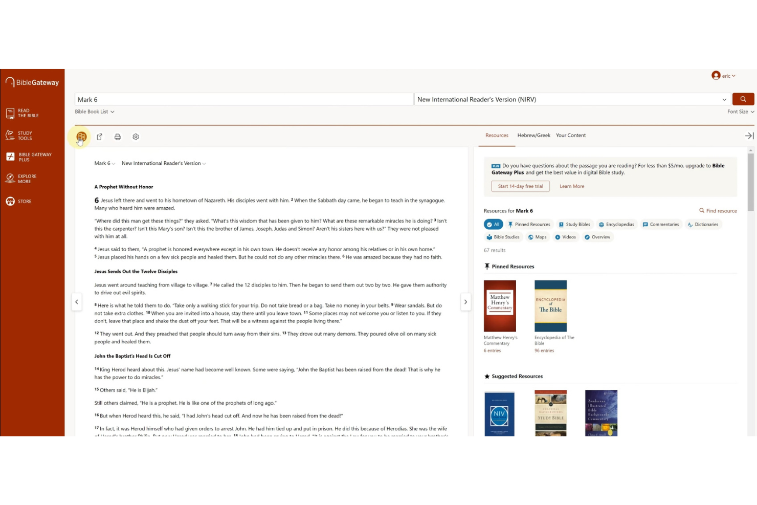 Bible Gateway screenshot - 10 Mejores aplicaciones bíblicas evaluadas en 2026
