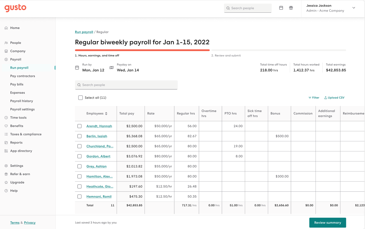 Gusto screenshot - 10 Mejores Competidores de Paylocity Analizados en 2026