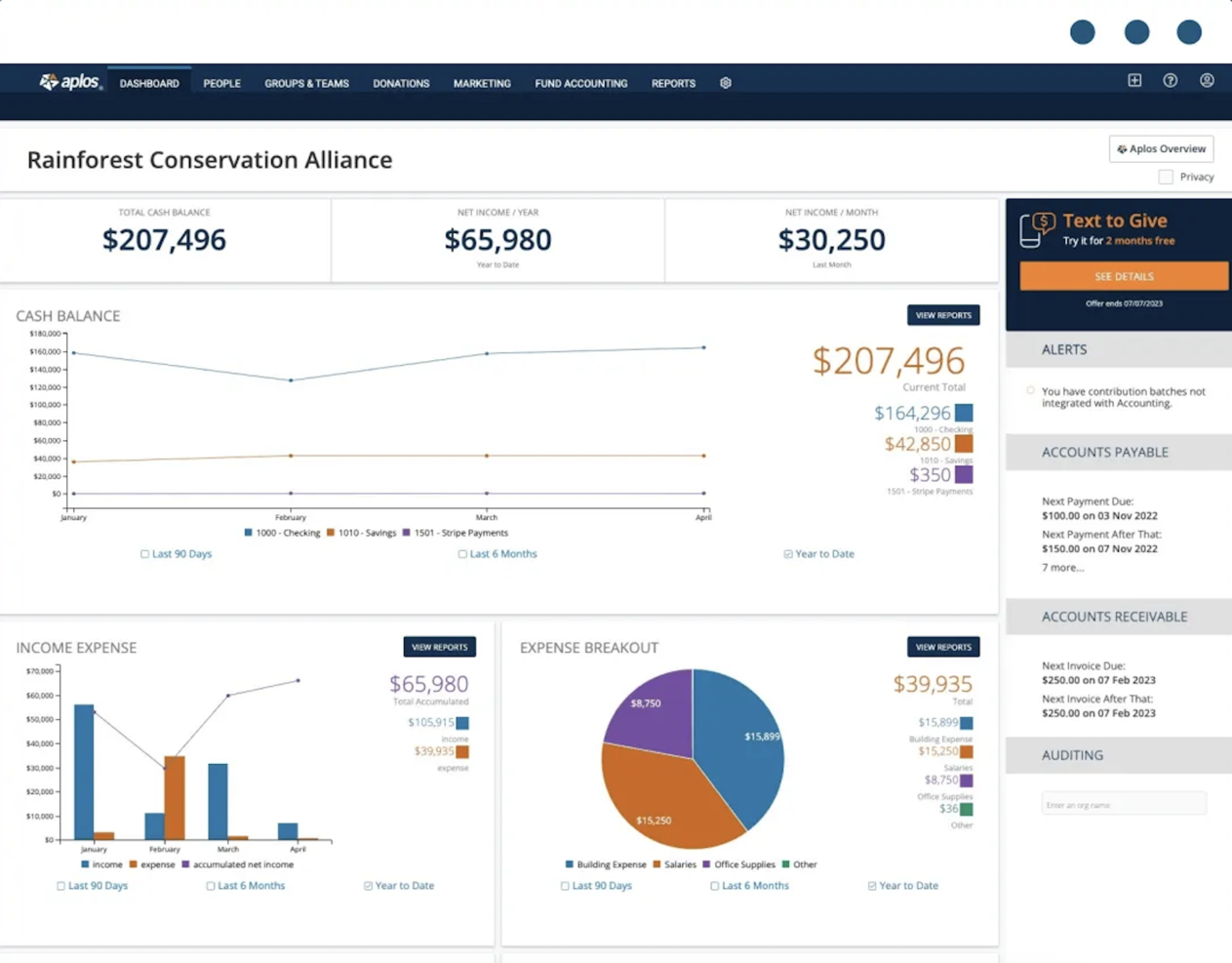 Aplos Donor Management screenshot - 10 Mejores Software CRM para Organizaciones Sin Fines de Lucro Revisados en 2026