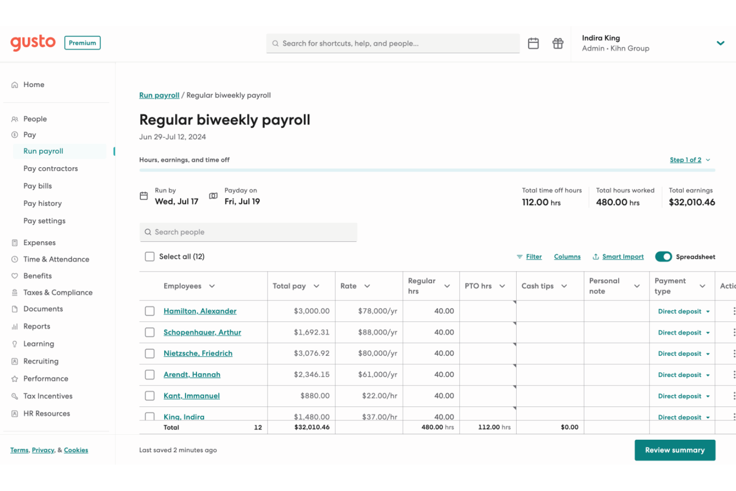 Gusto screenshot - 10 Migliori soluzioni per il libro paga delle chiese recensite nel 2026