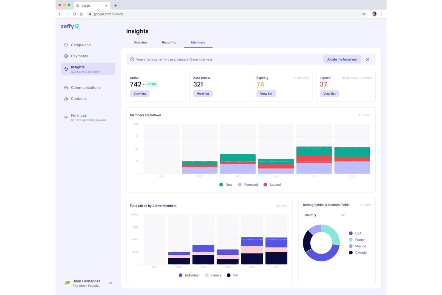 Zeffy screenshot - 10 beste online donatieplatforms voor non-profitorganisaties in 2026