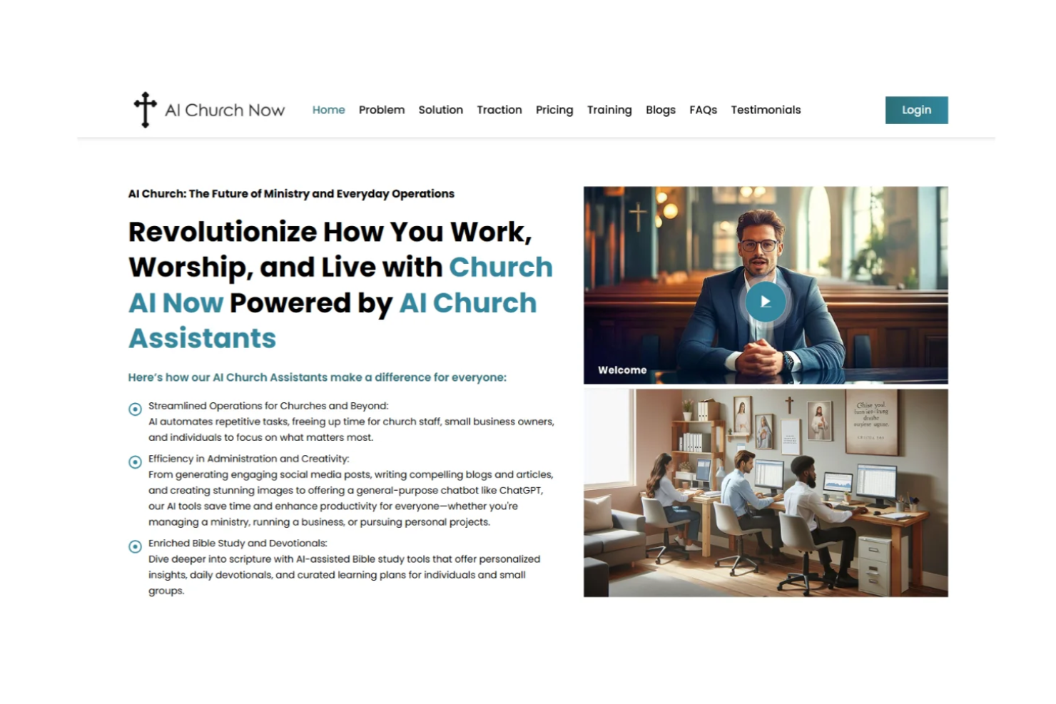 Church AI Now screenshot - 10 beste AI-hulpmiddelen voor kerkadministratie in 2026